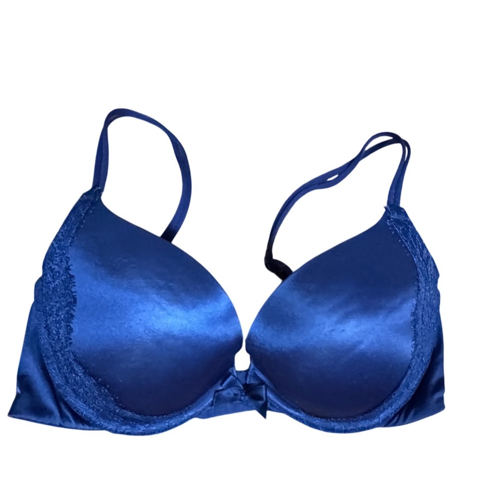 Victoria's Secret Very Sexy Push-Up Bra Womens 32D Blue Excellent‎ Lace Satin